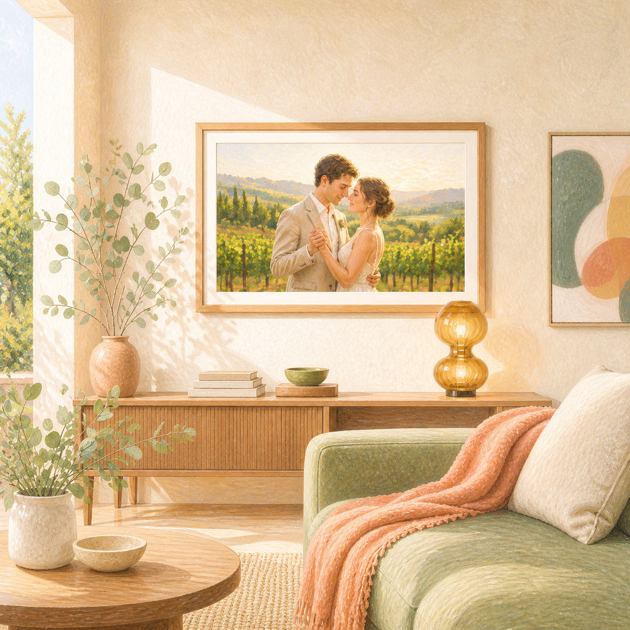 Landscape frame showing a couple's first dance in the Yarra Valley