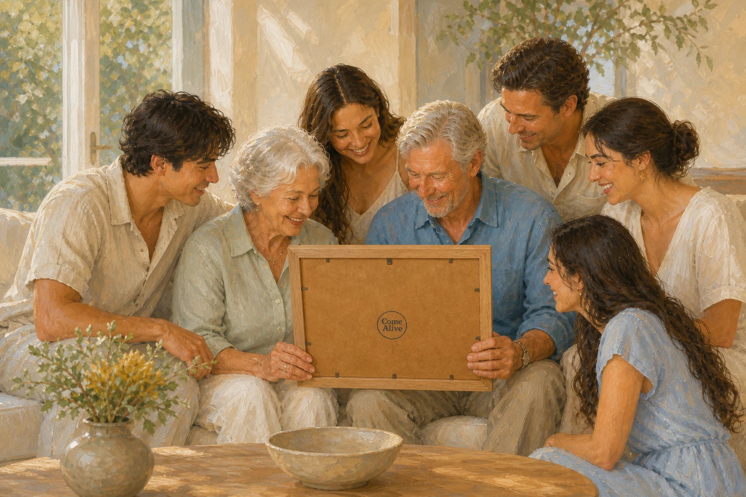 An Australian family sharing a personalised framed gift